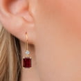 thumbnail image 3 of Gem Stone King 14K Yellow Gold Red Garnet and Lab Grown Diamond Earrings for Women | 4.03 Cttw | Gemstone January Birthstone | Emerald Cut 8X6MM, 3 of 6