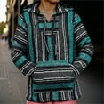 thumbnail image 2 of Mens Mexican Hoodie Hippie Surf Poncho Sweater Sweatshirt Pullover Green S, 2 of 4