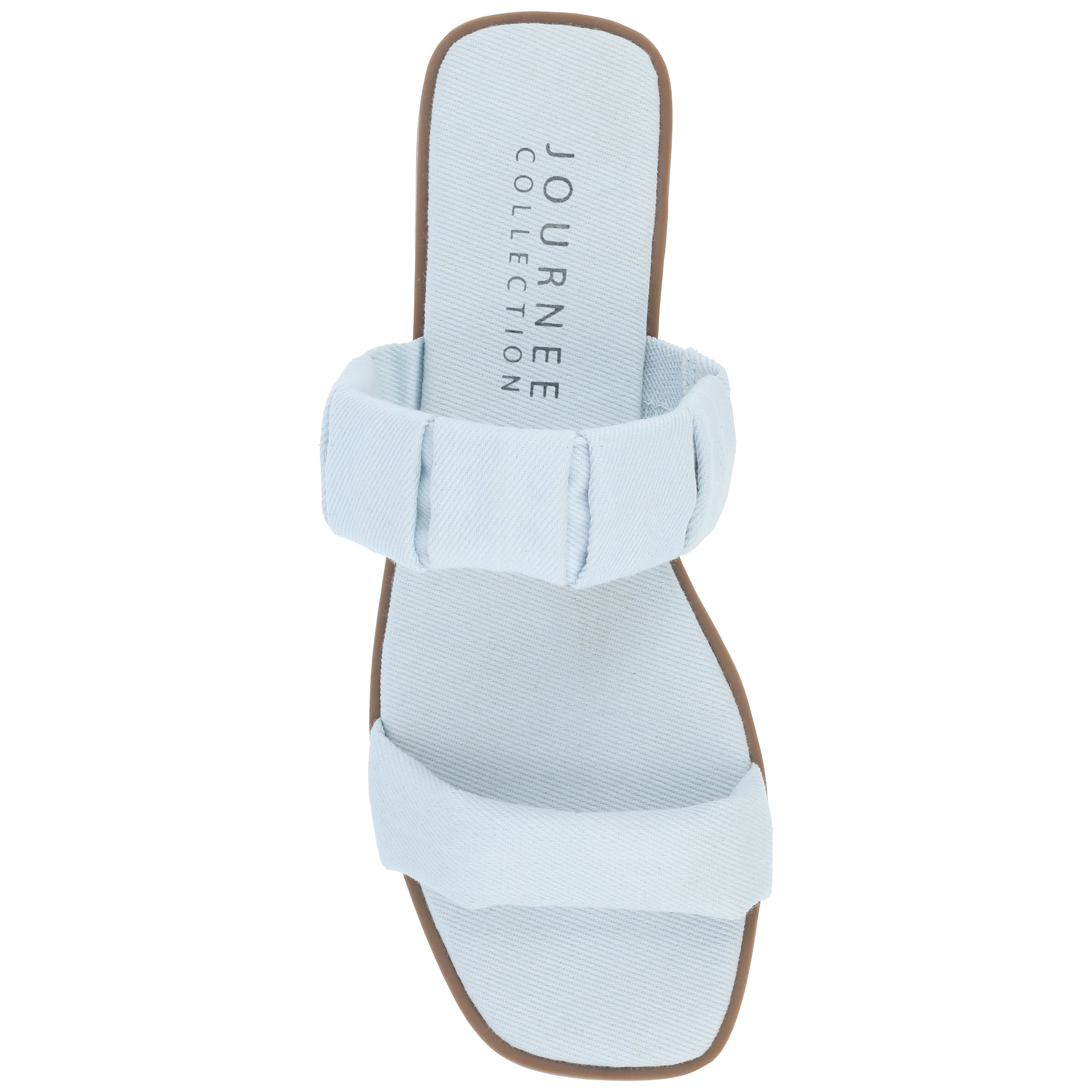 Journee Womens Pegie Slip On Faux Leather Flat Sandals