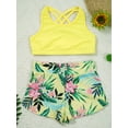 thumbnail image 3 of MSemis Kids Girls 2Pcs Workout Sports Outfit Crop Top Boyshorts Tracksuits, 3 of 6