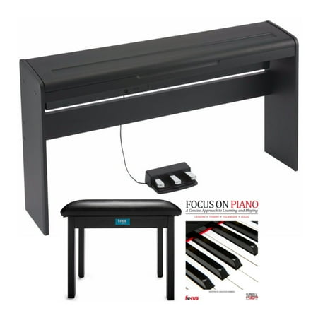 Korg LP180 88-Key Lifestyle Piano (Black) Bundle with Flip-Top Piano Bench and Piano Book (3 Items)