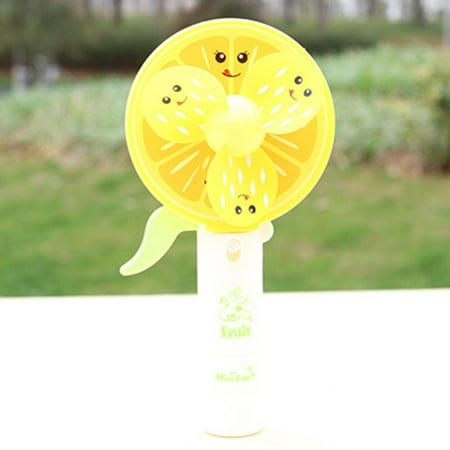 2 In 1 Portable Handheld Mist Spray Fan Toy Hand-operated Mini Cartoon Fruit Fan Toy Gift for Kids