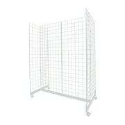 SSWBasics White Grid Gondola Unit - 24”W x 48”L x 66"H - Gridwall Panel Display Stand -
