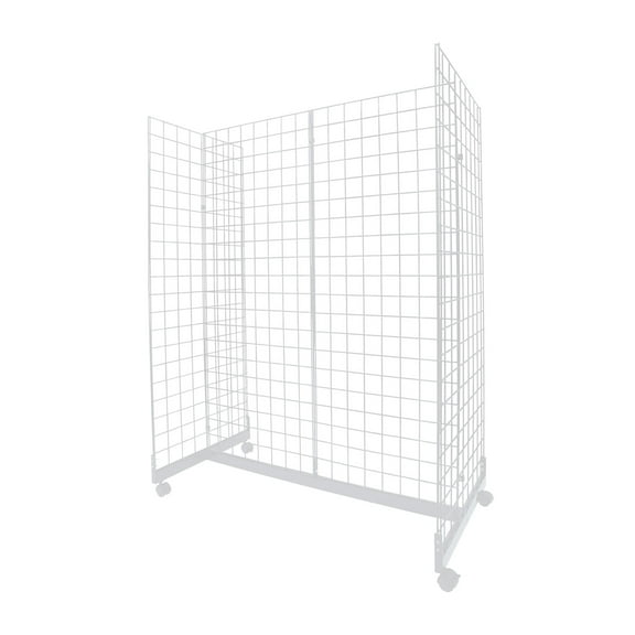 SSWBasics White Grid Gondola Unit - 24”W x 48”L x 66"H - Gridwall Panel Display Stand -