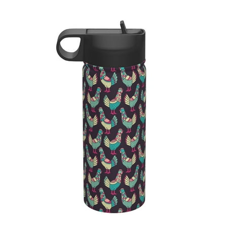 

Goofa Bohemian Chicken for Insulated Kettle 18oz Water Bottle Insulated Tumbler with Handle & Flip Straw - Fits in Cup Holder Leak Resistant Tumbler