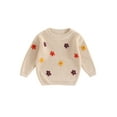 thumbnail image 1 of FOCUSNORM Chandail pour Bébé Fille à Manches Longues, Col Rond, Fleur, Tricot Chaud d'Hiver, Chandail, Vêtements pour Nourrisson, 1 of 9