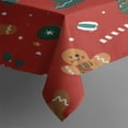 thumbnail image 3 of Red Christmas Gingerbread Man Pattern Rectangle Tablecloth 60"x84",Waterproof Polyester Rectangle Table Cloth, Wipeable Spillproof Polyester Tablecloth for Dining, Camping, Indoor and Outdoor, 3 of 5