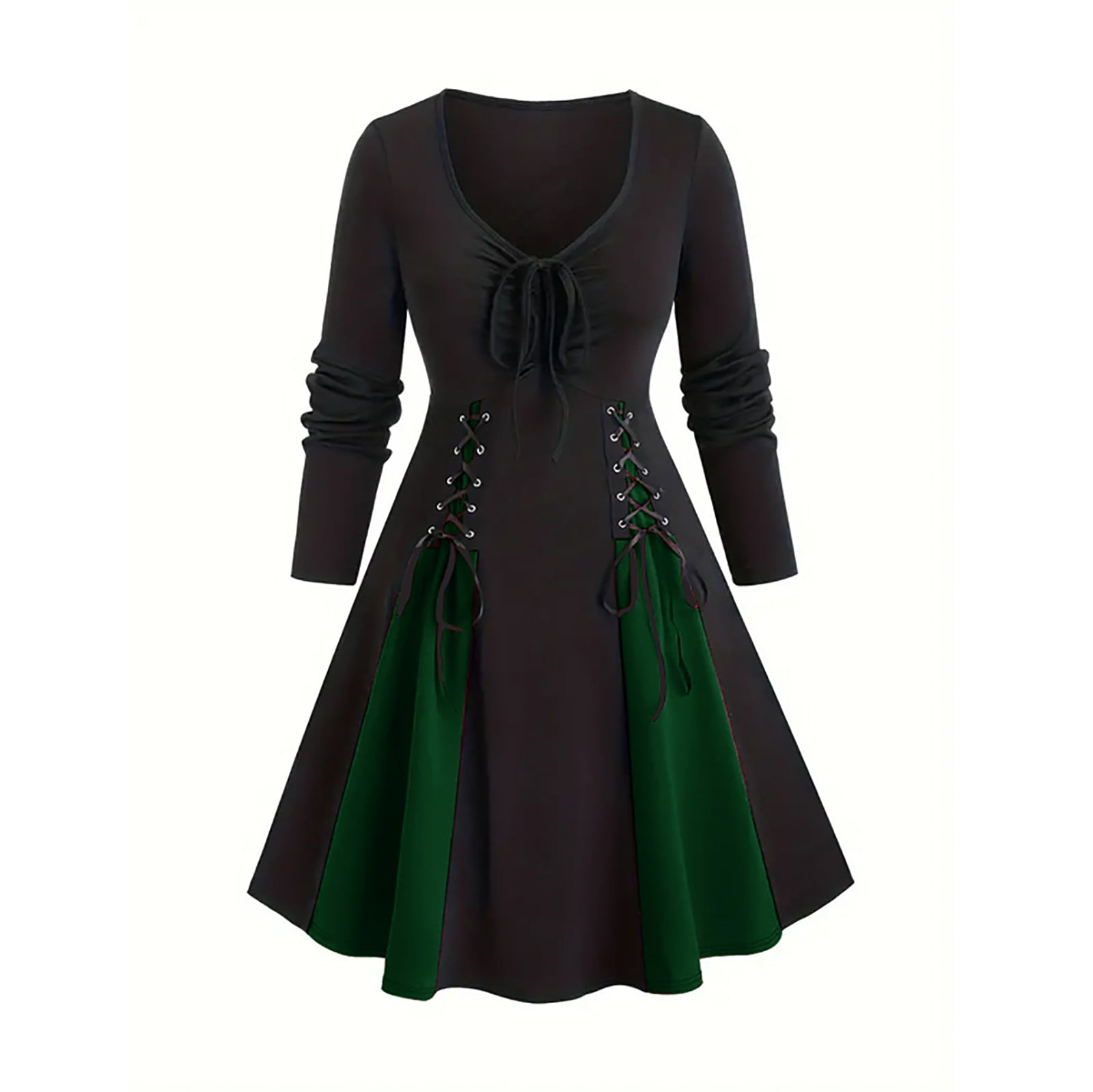 DDAPJ pyju Gothic Steampunk Dresses for Women Victorian Queen Ball Gown Masquerade Dress Party Dresses Green XL