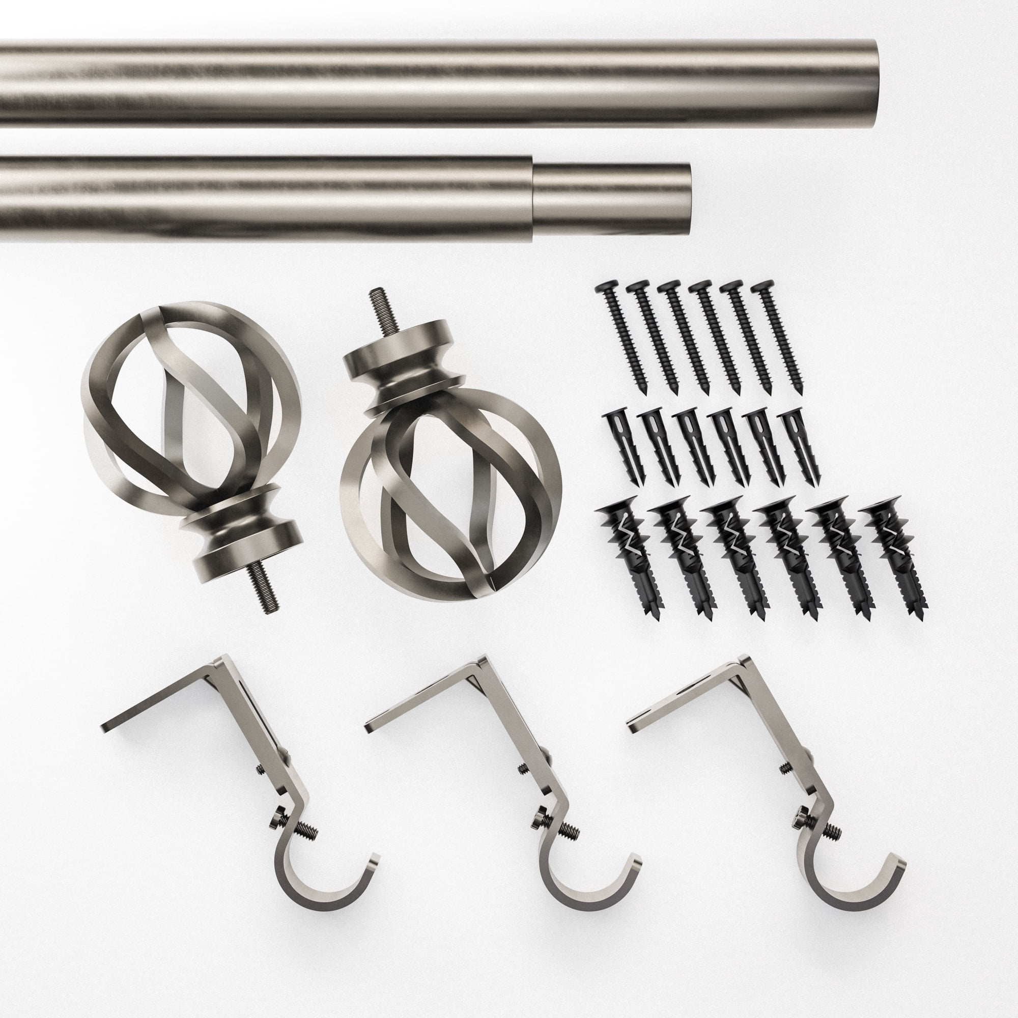 Better Homes & Gardens 1" Pewter Cage Adjustable Single Curtain Rod Set, 120-180"