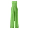 thumbnail image 4 of ZAZYULZ Womens Summer Jumpsuits 2024 Women's Summer Fashion Casual Smocked Wide Leg Jumpsuit Romper Sleeveless Tube Neck Jumpsuit(Green,Xl), 4 of 6