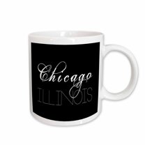 3drose, Cities of the World - Chicago, Illinois on Black Background, 15oz Mug