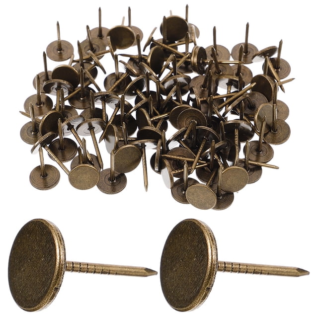 Pastillas de empuje de metal decorativo de 150 piezas para el tablón de anuncios y la pared de tachuelas de tapicería de cabeza pesada para muebles y madera