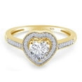 thumbnail image 3 of Heart & Round Cut White Cubic Zirconia Love Heart Halo Ring In 14K Yellow Gold Plated 925 Sterling Silver (Color: White, Clarity: VVS1-VVS2) -4.5, 3 of 7