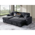 thumbnail image 2 of Hybition L-Shaped Sleeper Sectional Sofa with Storage Chaise, Pull Out Bed, Drop-Down Table, Cup Holder, USB Charging, Couch for Living Room-Color:Dark Grey, 2 of 2