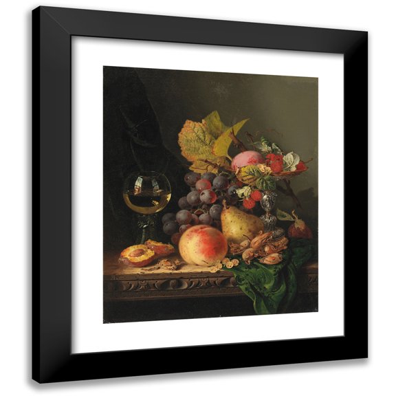 Edward Ladell 12x14 Black Modern Framed Museum Art Print Titled - Still Life with Grapes and a Glass of Wine