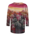 thumbnail image 5 of Levmjia Womens Tops Vintage Boho Floral Printed 3/4 Sleeve T Shirt Loose Casual Round Neck Blouse Pullover Polyester Comfortable All Season, 5 of 7
