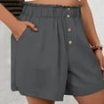 thumbnail image 6 of Timegard Shorts for Women Wide Leg Elastic Waist Button Loose Lightweight Casual Shorts Summer Fashion, 6 of 9