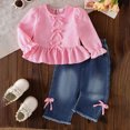 thumbnail image 2 of yboeqw Toddler Girl Clothes Girls Fall Outfits Kids Clothing Long Sleeves Ruffle Hems Top Pant 2Pcs Set,Size 9-12 Months, 2 of 9