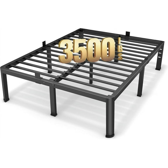 16 Inch Queen Size Metal Platform Bed Frame with Round Corners, Storage Space Under High Bed Frame-Heavy Duty Steel Slats Support, Noise Free - Easy Assembly - No Box Spring Needed