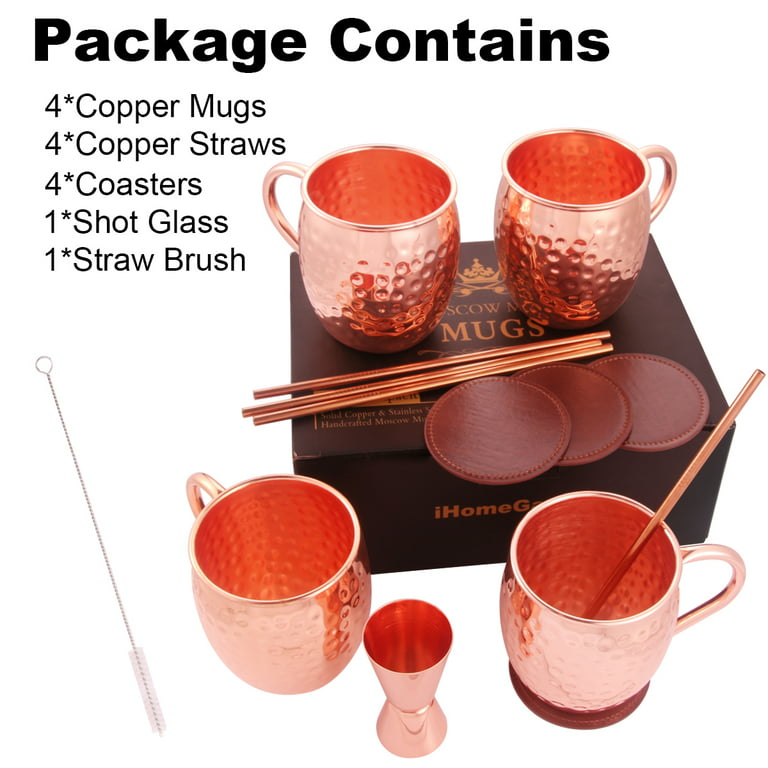 Handcrafted Accessories Set of 8 100% Pure Copper Reusable Moscow Mule  Straws for Home I Office Environment Friendly With 2 Cleaning Brush 