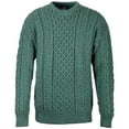 thumbnail image 4 of Traditional Irish Wool Green Sweater for Women, Honeycomb Stitch, Made in Ireland - Small, 4 of 6
