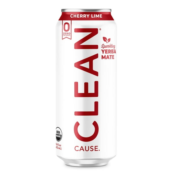 CLEAN Cause Sparkling Yerba Mate Cherry Lime 12pk/16oz