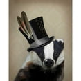 thumbnail image 3 of Fab Funky 12x14 Black Modern Framed Museum Art Print Titled - Steampunk Badger in Top Hat, 3 of 5