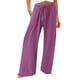 thumbnail image 2 of ICHUANYI Clearance Fashion Womens Casual Elastic Loose Pants Straight Wide Leg Trousers Pants(Purple, XL) ICHUANYI WER2023081012577, 2 of 5