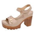 thumbnail image 2 of Viluyesy Womens Block Heeled Sandals, Slingback Open Toe Adjustable Strap Fashion Dressy Platform Shoes Khaki US7.5, 2 of 9