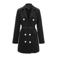 thumbnail image 4 of WEIYLL Womens Fleece Jacket Double Long Sleeve Belt Dress Solid Color Mid Length Black Fall Clothing Size M, 4 of 6
