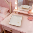 thumbnail image 2 of Letter F jewelry dish,small jewelry storage tray,3.9in Square White & Gold Accent Jewelry Dish - Organizer Tray for Rings, Earrings & Small Accessories, 2 of 6