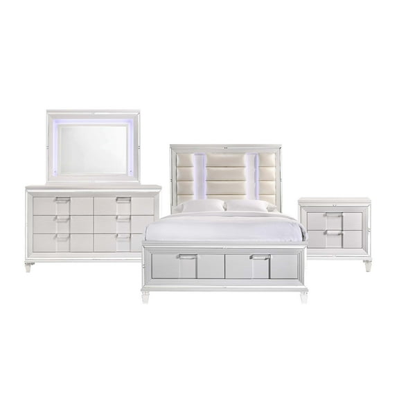 Picket House Furnishings Charlotte Queen Storage 4PC Bedroom Set in White