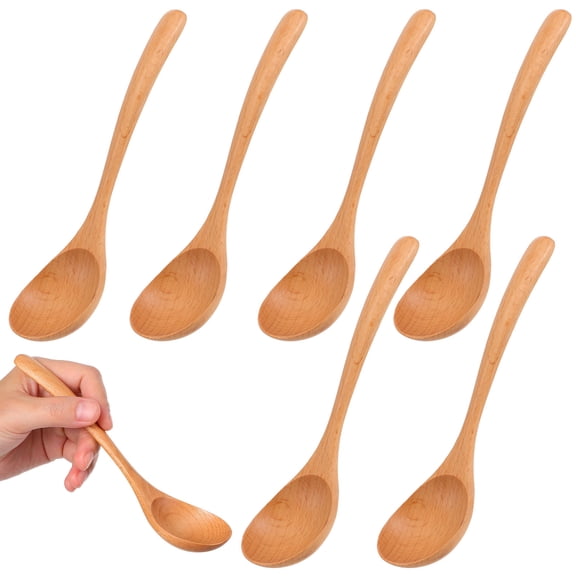 Raindrops 7pcs Wooden Stirring Spoons Set Handle Honey Dipping Spoons Tea Spoons Kitchen Cooking Utensils