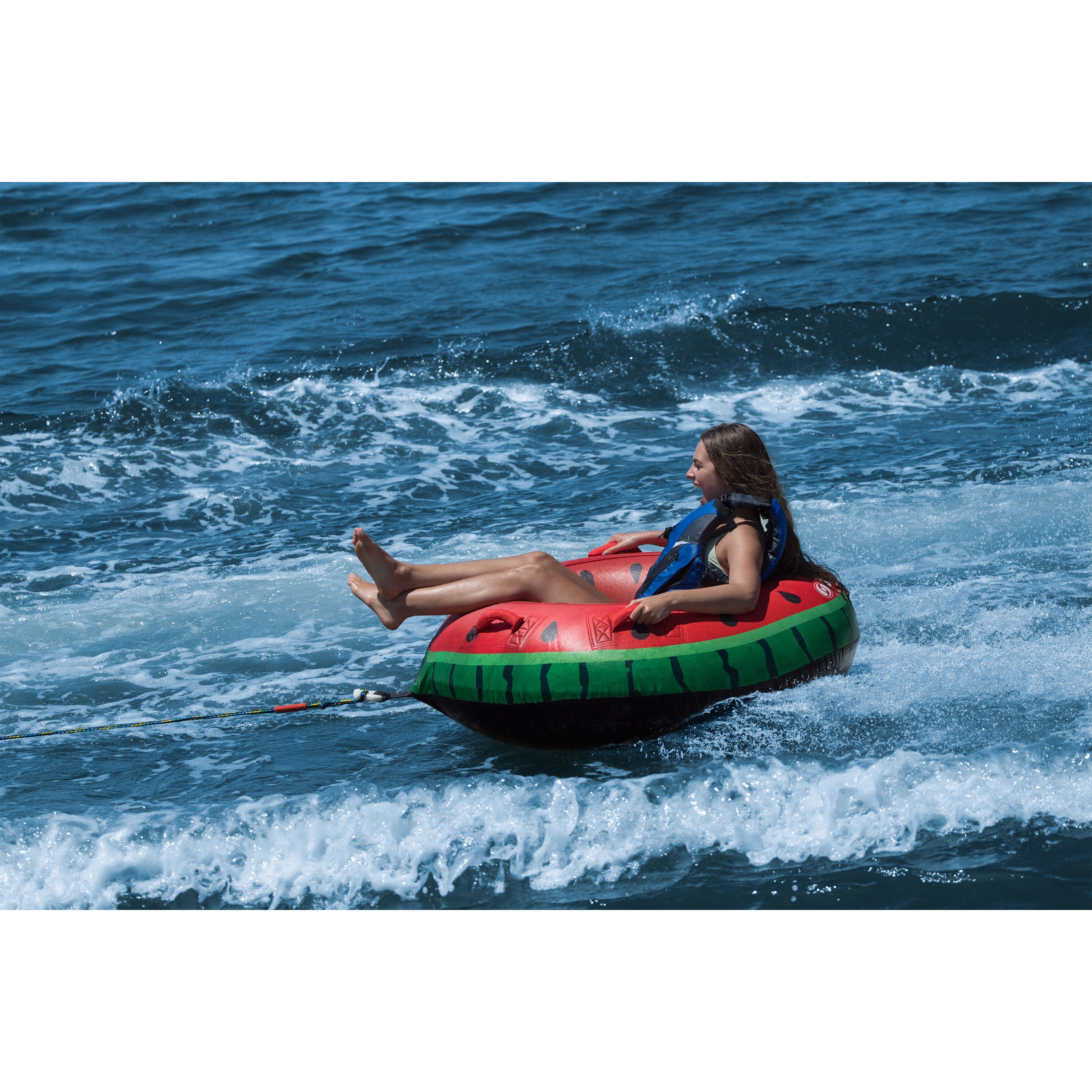 58" Towable Tube Boat Water Sports 2 Person Low Profile Inflatable Deck Tow Raft 