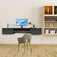 thumbnail image 5 of Wall Mounted Desk, Floating Wall Organizer with Pull Out Drawer, 15.5" D x 60" W x 9.5" H, Space-Saving Wall Organizer Computer Desk for Home Office (Black), 5 of 9