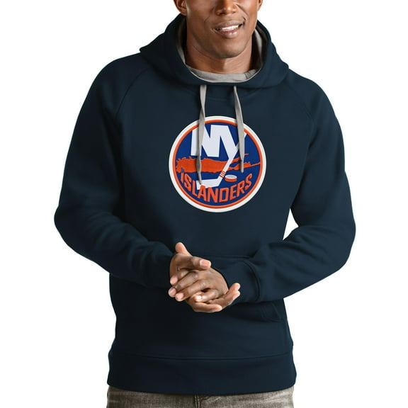 Men's Antigua Navy New York Islanders Logo Victory Pullover Hoodie