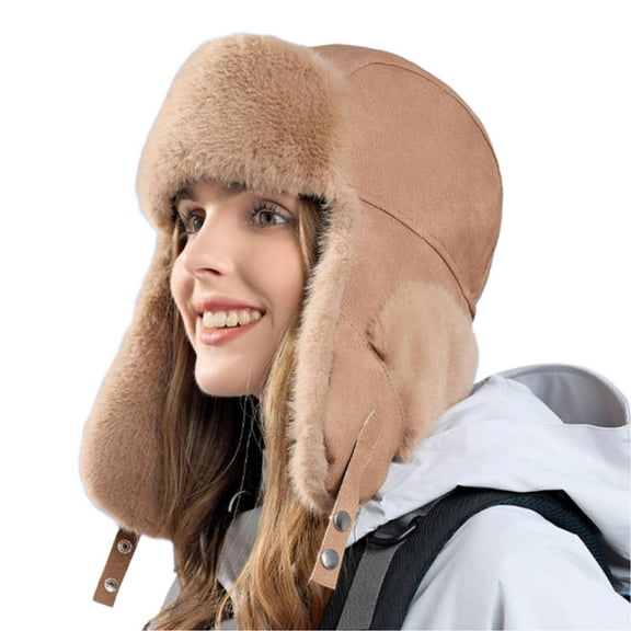 Riforla Winter Warm Daily Fashionable Elastic Casual Slouchy Hat Suitable for Man and Woman Bomber Hats Khaki