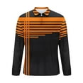 thumbnail image 5 of Fnnxeal Mens Polo Shirts Long Sleeve Striped Casual Zipper Collared Fall Winter Orange Polo Shirts for Men Size 2XL, 5 of 5