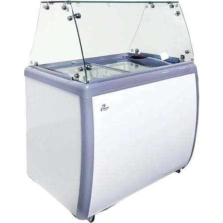 NSF 40" Ice Cream Dipping Cabinet Freezer | 6-Tub Display, Flat Glass Sneeze Guard, R290, 115V