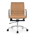 thumbnail image 4 of 2xhome Modern Office Desk Chair | PU Leather Ribbed Back | Adjustable Height, Tilt Lock, Tan, Set of 1, 1 piece, 4 of 13