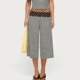 thumbnail image 6 of Foldover Waist Culottes for Women Low Rise Cropped Wide Leg Summer Casual Lounge Yoga Capri Pants Light Gray S, 6 of 7