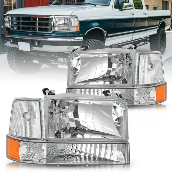 Headlights Corner Signal Bumper Lamps Fit For 92-96 Ford F150 F250 F350 Bronco