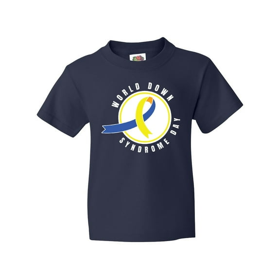 Inktastic World Down Syndrome Day with Yellow and Blue Ribbon Youth T-Shirt