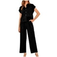 thumbnail image 3 of vigerkar Womens 2 Piece Outfits 2025 Spring Summer Casual Vacation Outfits Short Sleeve Tops with Wide Leg Pant Sets Black, M, 3 of 8