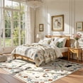 thumbnail image 5 of ATHOPE 5x7 Area Rugs for Living Room, Non Slip Low Pile Animal Cat Floral Washable Rug, Indoor Carpet for Bedroom Dining Room, Beige, 5 of 7