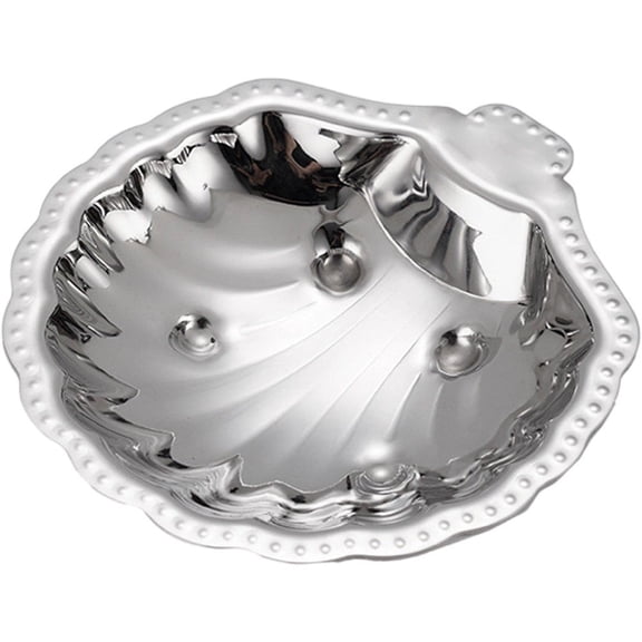 Jiibva Stainless Steel Shell Shaped Dessert Dish Metal Snack Tray Jewelry Storage Plate Metal Dessert Dish Table Decoration