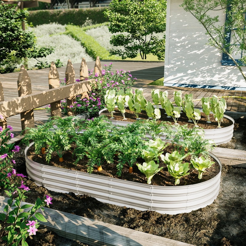 8x4x1ft Raised Garden Bed Kit, Galvanized Planter Raised Garden Beds for Outdoor for Vegetables,Flowers &Herbs, Heavy Duty Planter Box, 2 PCS