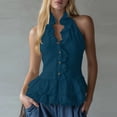 thumbnail image 7 of Noric Women's Halter Neck Ruffle Top V Neck Sleeveless Button Down Front Tiered Tank Top Summer Casual Blouse Trendy 2026, 7 of 7