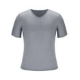 thumbnail image 3 of Fnooota Mens Casual T-shirts, Relaxed Fit Short Sleeve V Neck Breathable Summer Tops Dark Gray Size S, 3 of 7