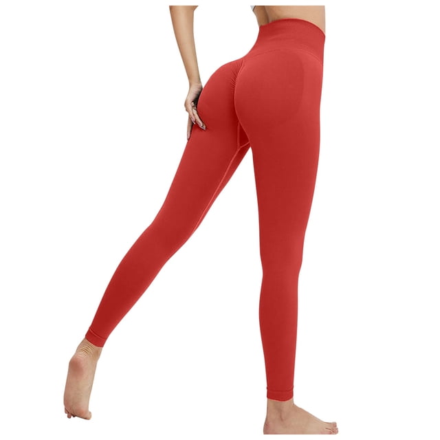 Pantalones de yoga sin costuras para mujer, color melocotón, de nylon y spandex, de cintura alta, para fitness, running, yoga y uso diario
